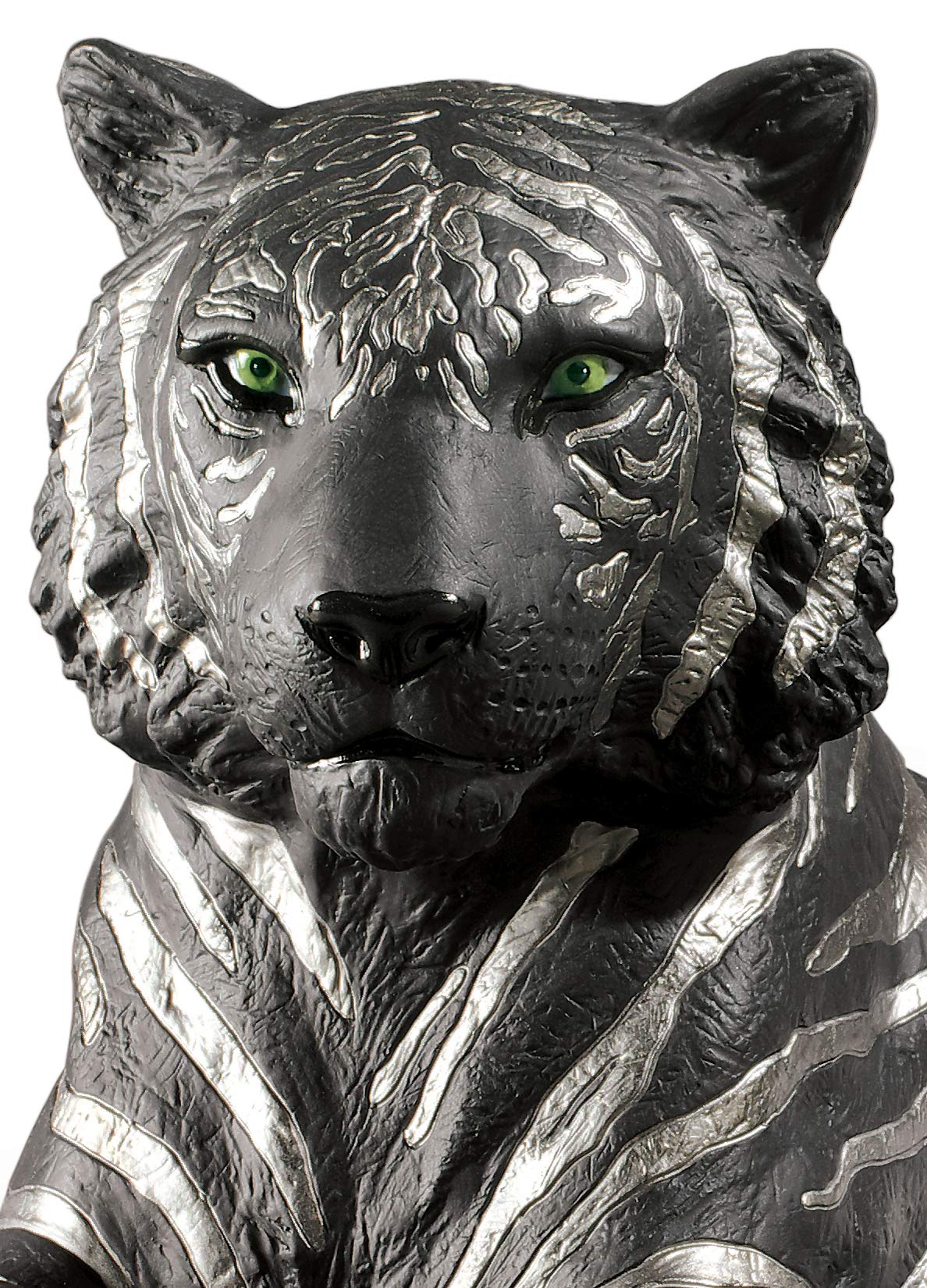 Lladró Sculture Tigre argento e nero figurina porcellana lustro