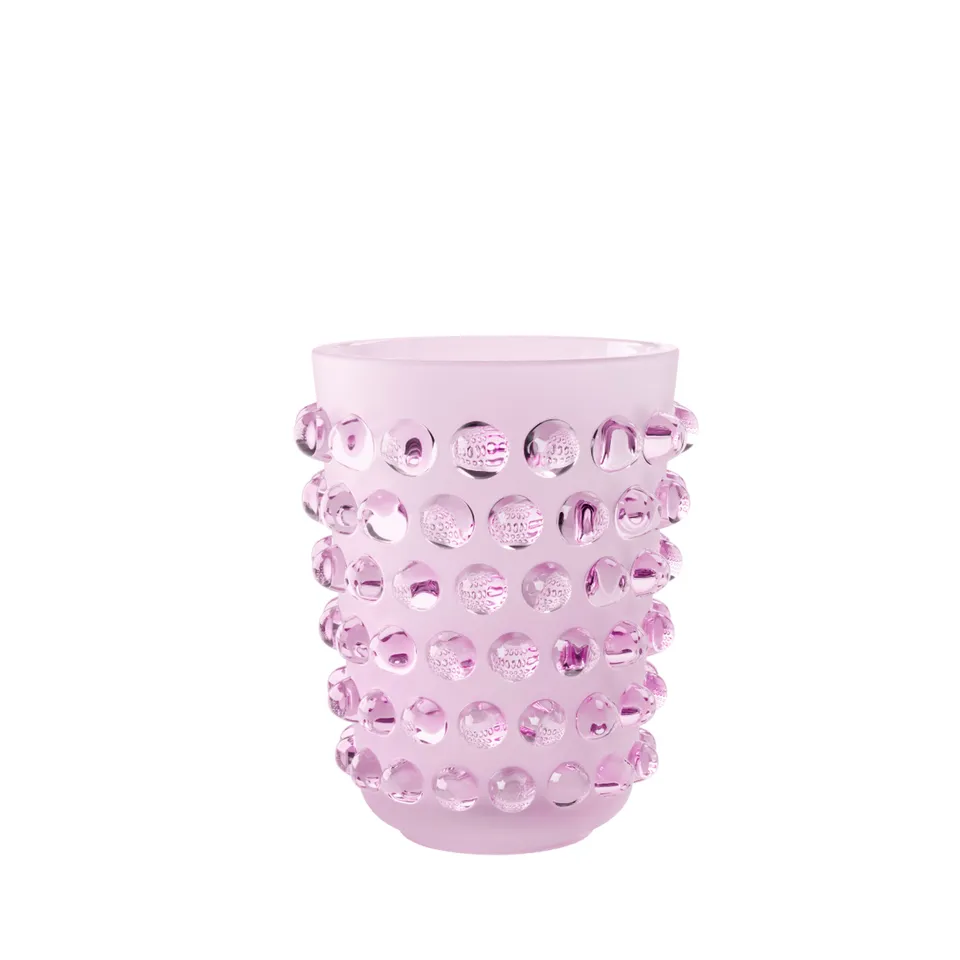 Lalique Mossi vaso cristallo rosa taglia M