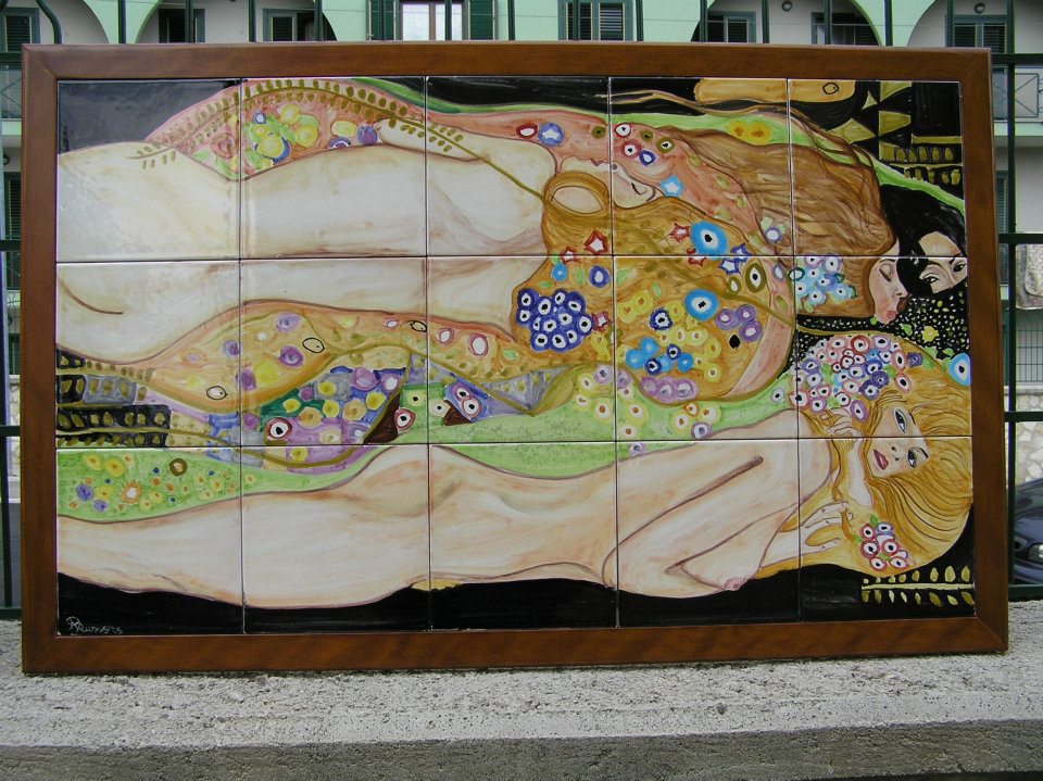Raffaela Russo Klimt 05 mattonella ceramica dipinta a mano