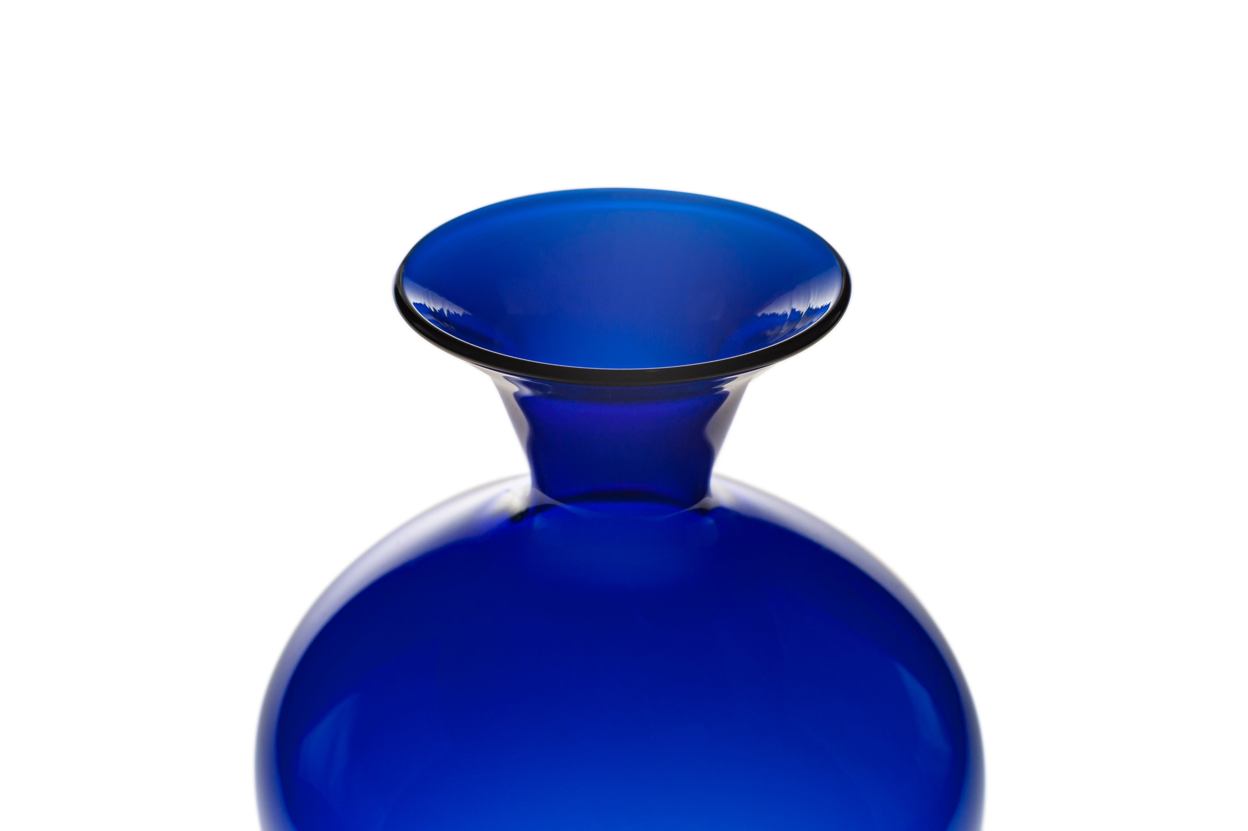 Vaporetto Romeo vaso vetro Murano 15 cm blu mare soffiato