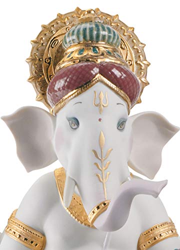 Lladró Alta Porcellana Ganesha con Veena statuetta porcellana