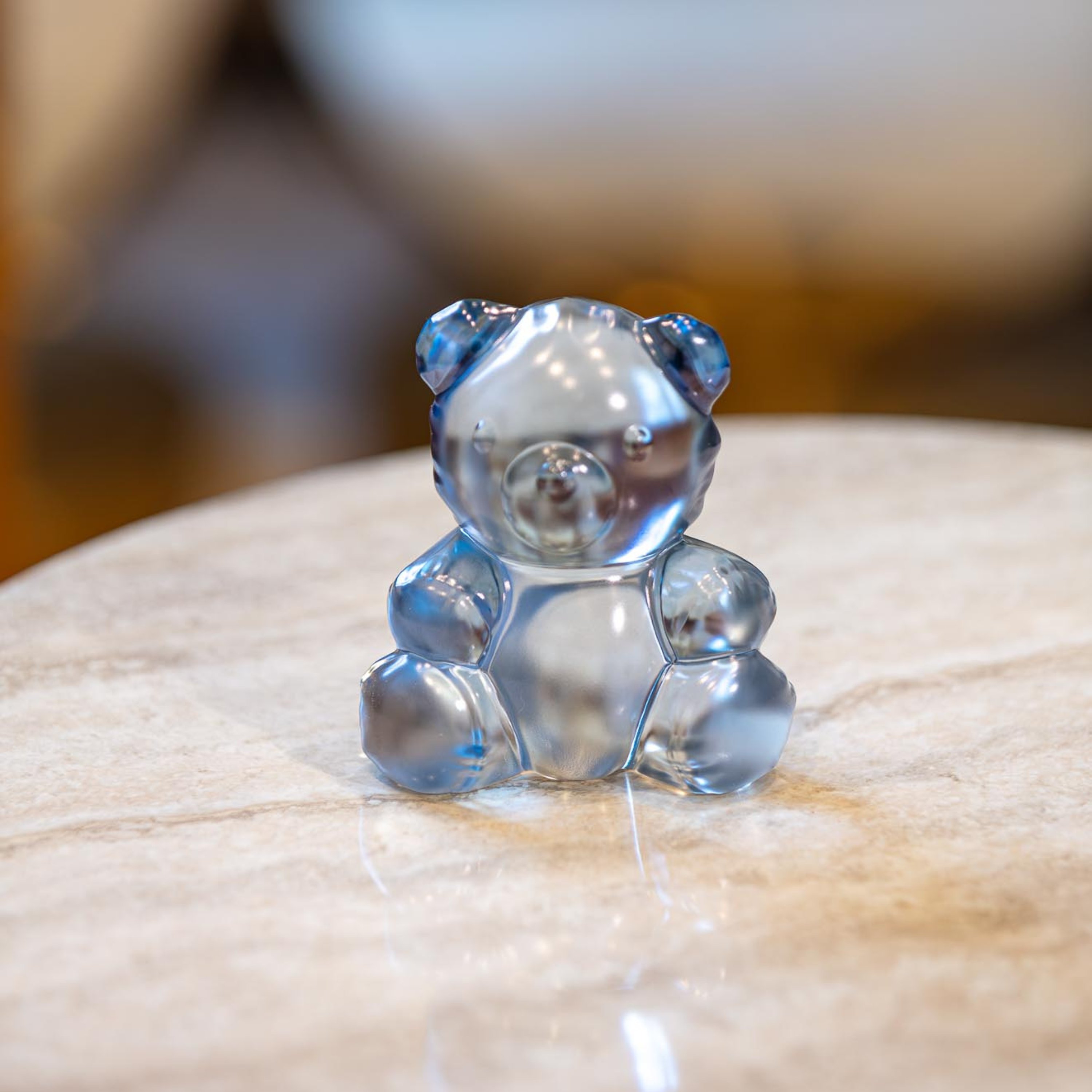Lalique Teddy Air scultura orsetto cristallo blu Size S