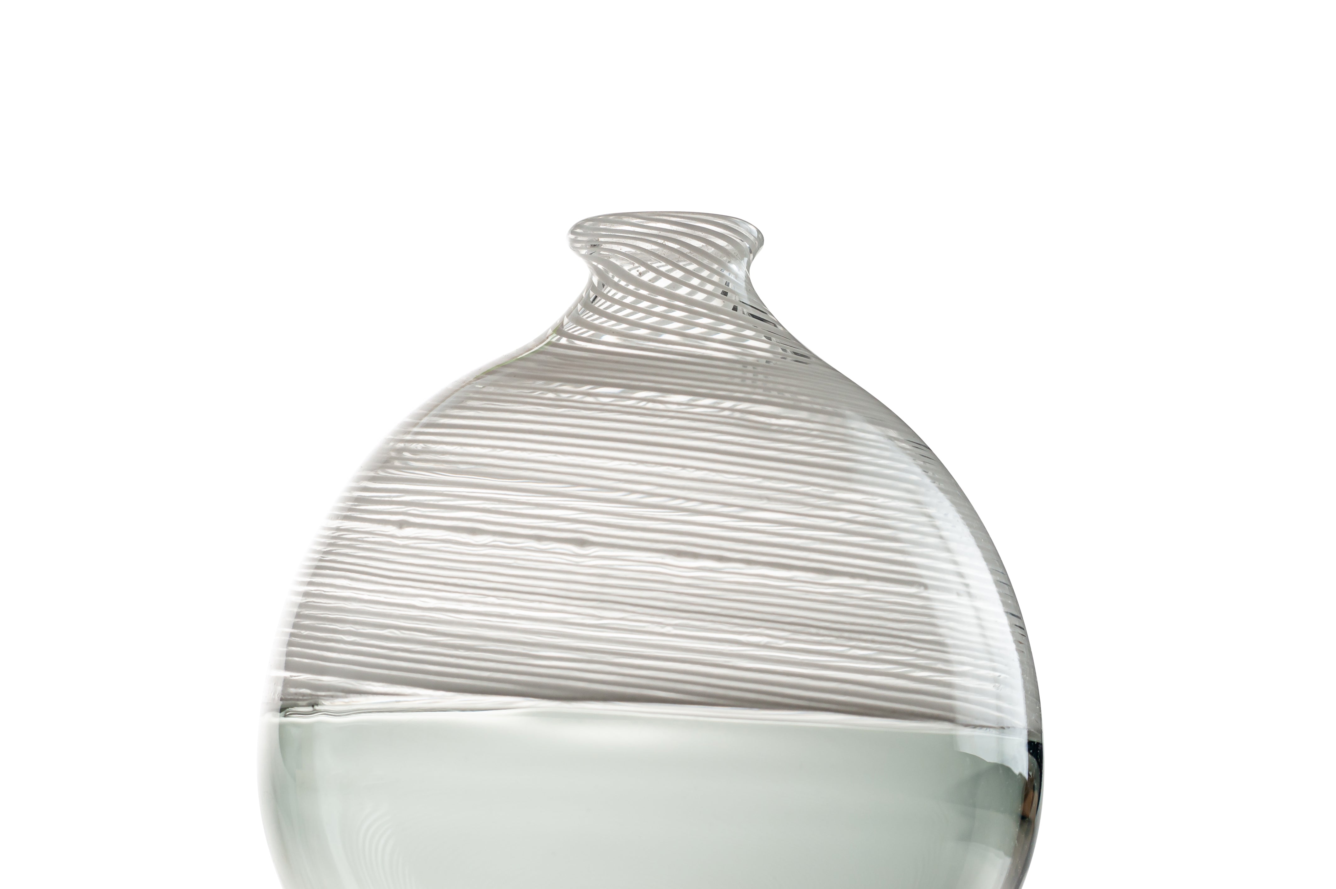 Vaporetto Rialto vaso vetro Murano bianco grigio filigrana