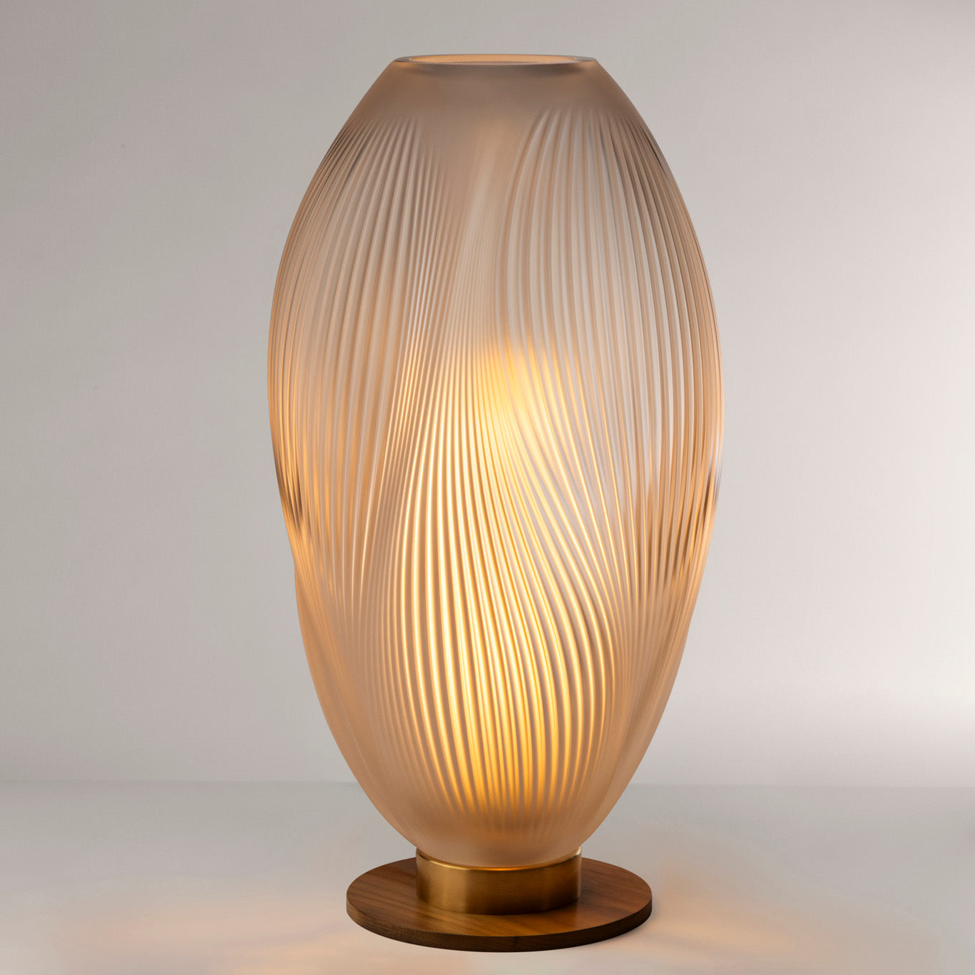 René Lalique Alizé XXL lampada tavolo cristallo base noce XL