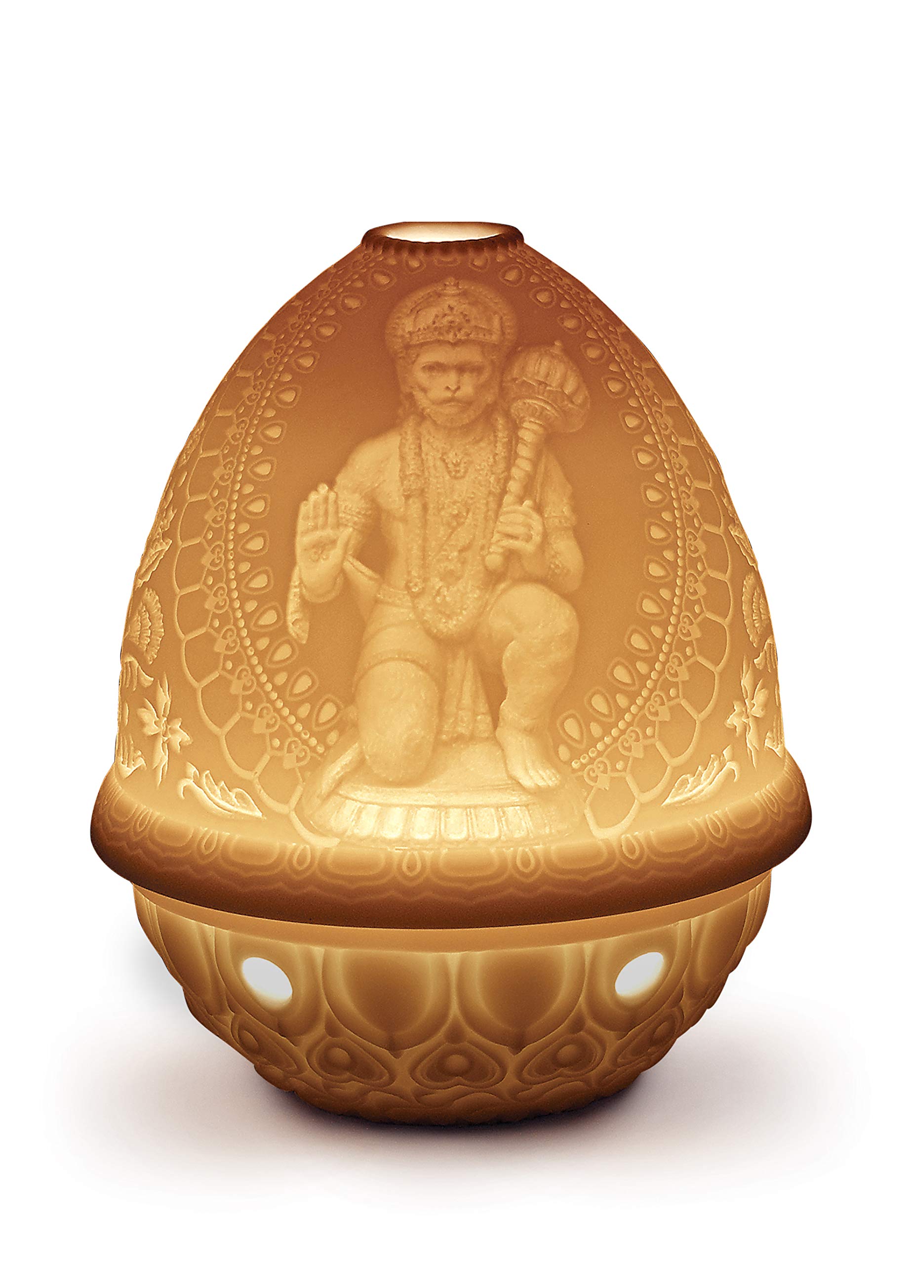 Lladró Hanuman litofania porcellana LED ricaricabile