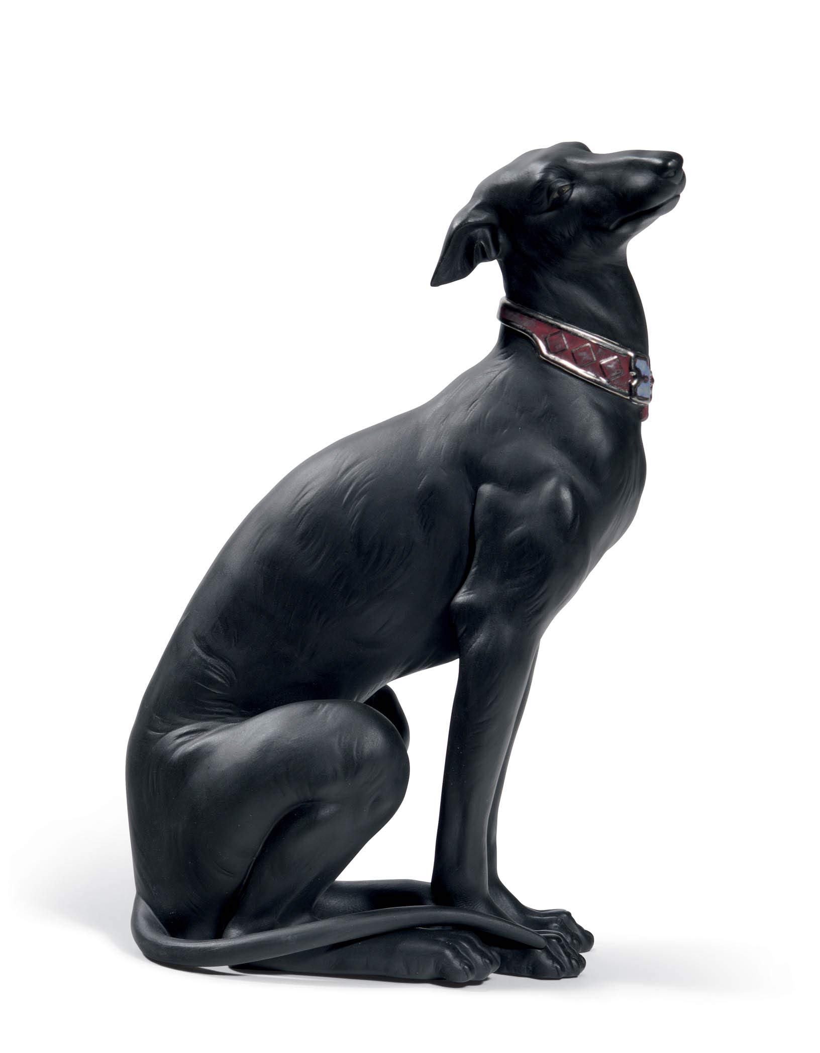 Lladró Sculture Galgo Attento statuetta cane nero 30 cm