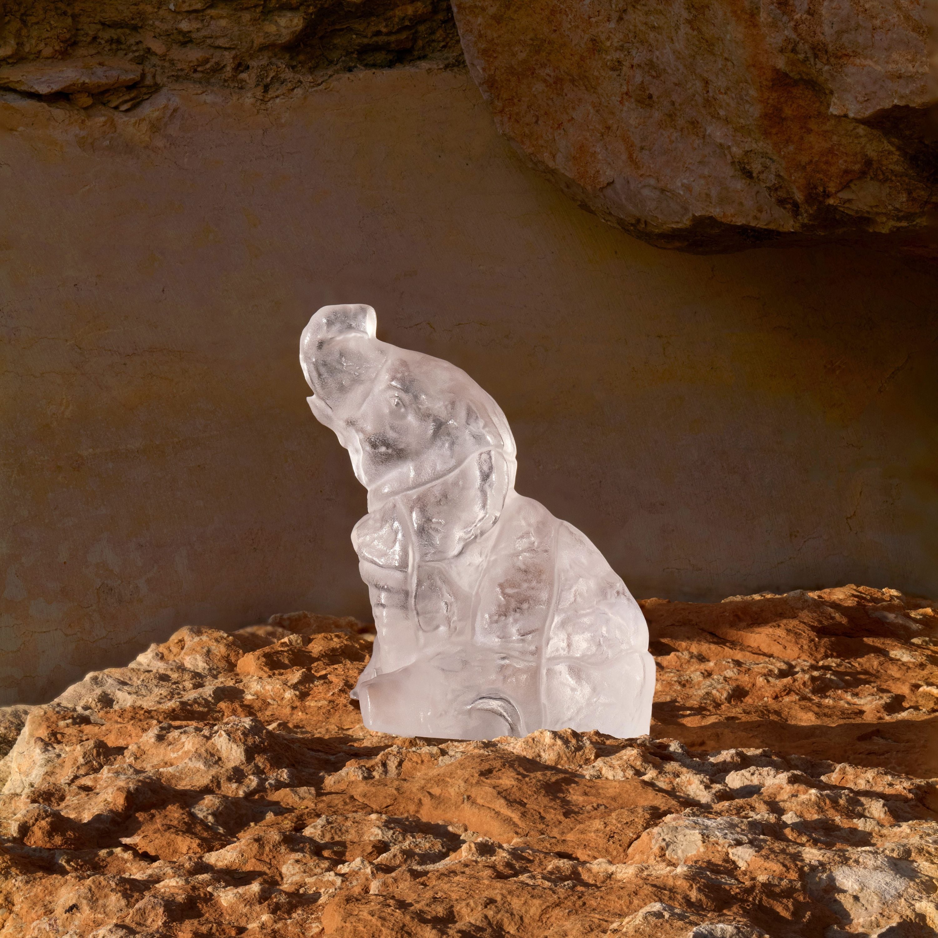 René Lalique Baby Elephant scultura elefante cristallo incolore